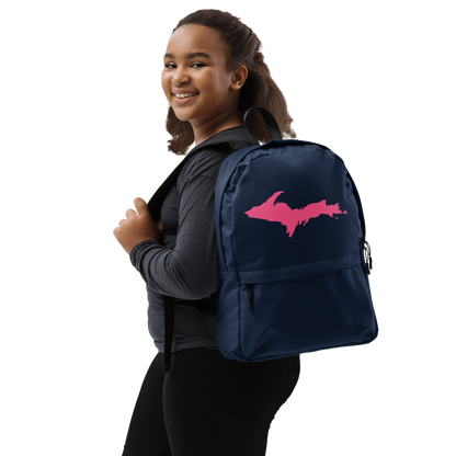 Michigan Upper Peninsula Standard Backpack (w/ Pink UP Outline) | Navy