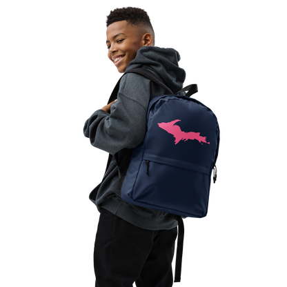 Michigan Upper Peninsula Standard Backpack (w/ Pink UP Outline) | Navy