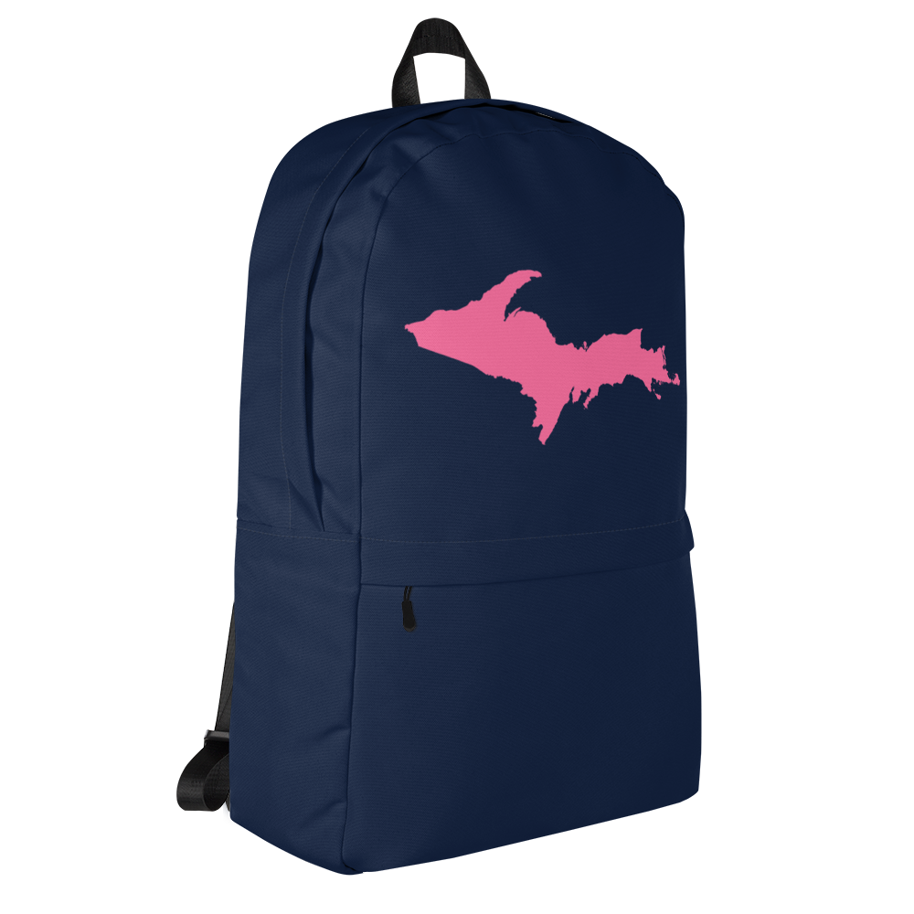 Michigan Upper Peninsula Standard Backpack (w/ Pink UP Outline) | Navy