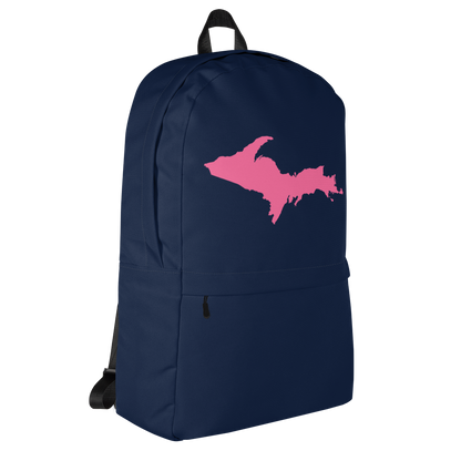 Michigan Upper Peninsula Standard Backpack (w/ Pink UP Outline) | Navy