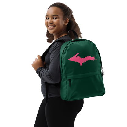 Michigan Upper Peninsula Standard Backpack (w/ Pink UP Outline) | Green