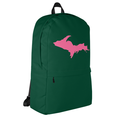 Michigan Upper Peninsula Standard Backpack (w/ Pink UP Outline) | Green