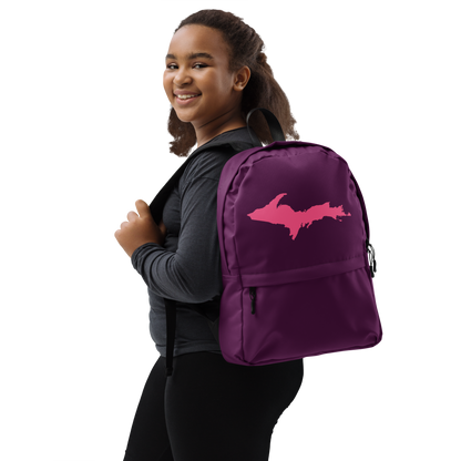 Michigan Upper Peninsula Standard Backpack (w/ Pink UP Outline) | Plum