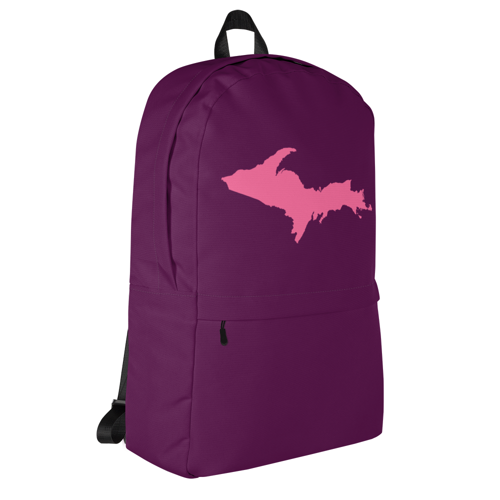 Michigan Upper Peninsula Standard Backpack (w/ Pink UP Outline) | Plum