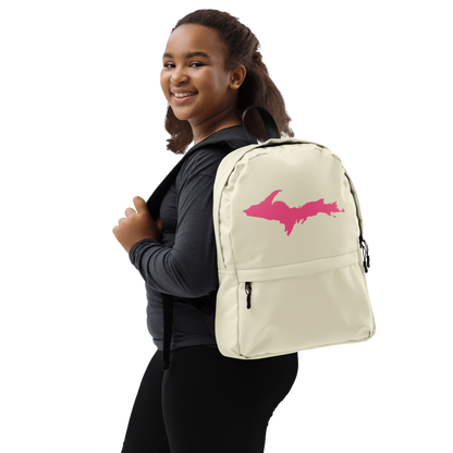 Michigan Upper Peninsula Standard Backpack (w/ Pink UP Outline) | Ivory