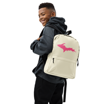 Michigan Upper Peninsula Standard Backpack (w/ Pink UP Outline) | Ivory