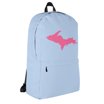 Michigan Upper Peninsula Standard Backpack (w/ Pink UP Outline) | Light Blue