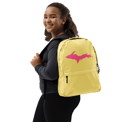 Michigan Upper Peninsula Standard Backpack (w/ Pink UP Outline) | Cherry Yellow