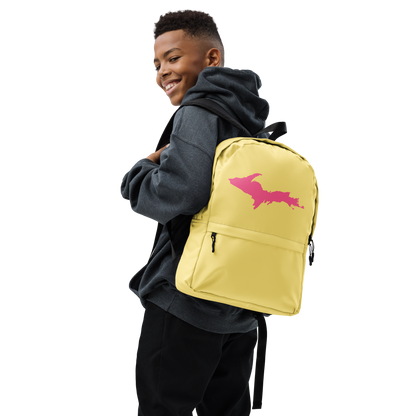 Michigan Upper Peninsula Standard Backpack (w/ Pink UP Outline) | Cherry Yellow