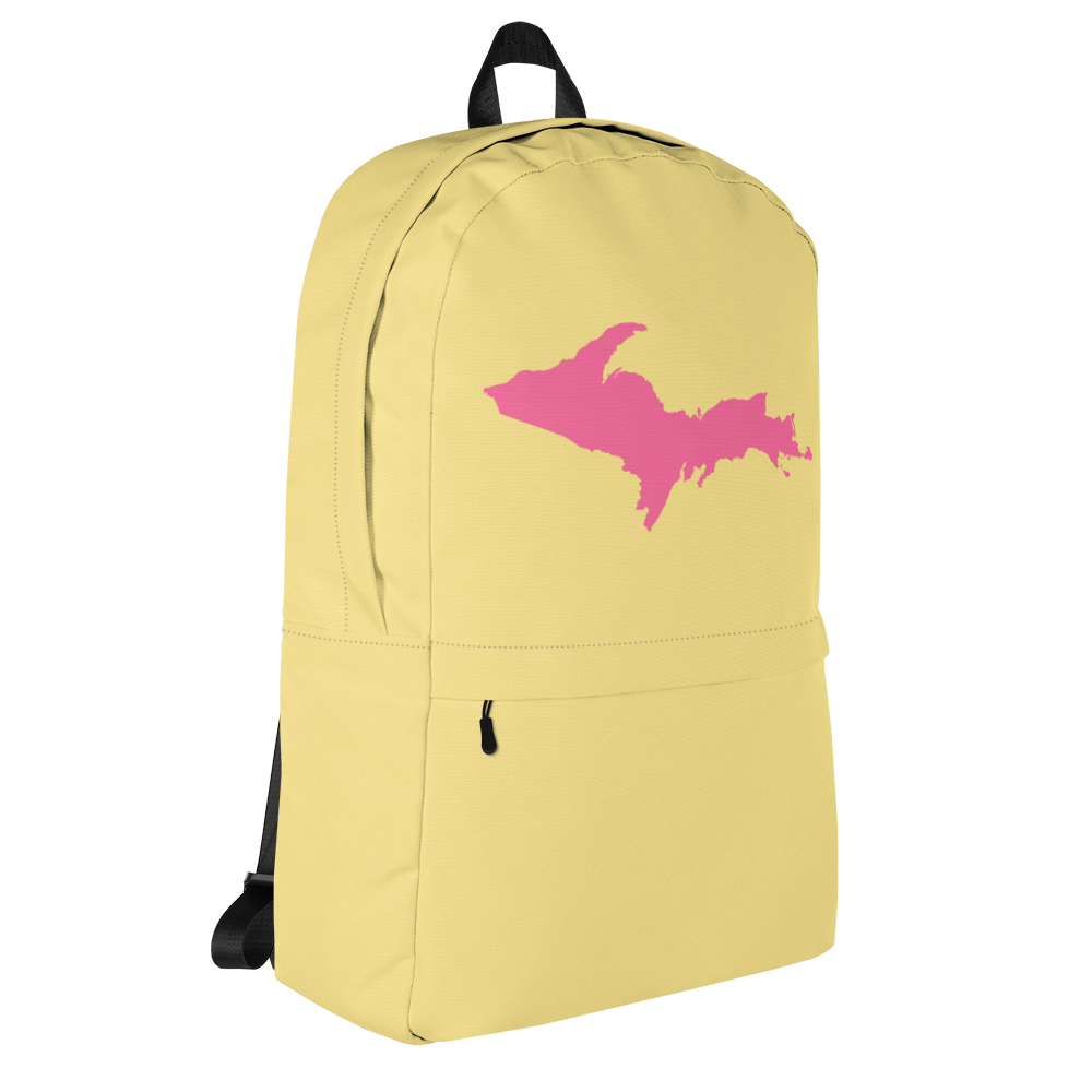 Michigan Upper Peninsula Standard Backpack (w/ Pink UP Outline) | Cherry Yellow