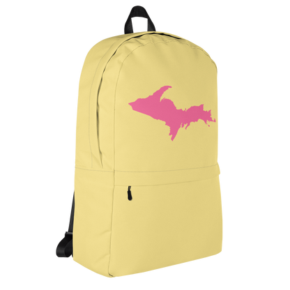 Michigan Upper Peninsula Standard Backpack (w/ Pink UP Outline) | Cherry Yellow