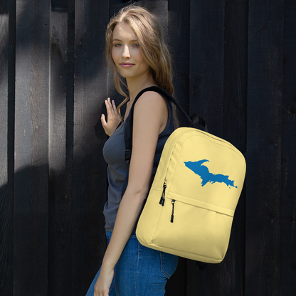 Michigan Upper Peninsula Standard Backpack (w/ Azure UP Outline) | Cherry Yellow