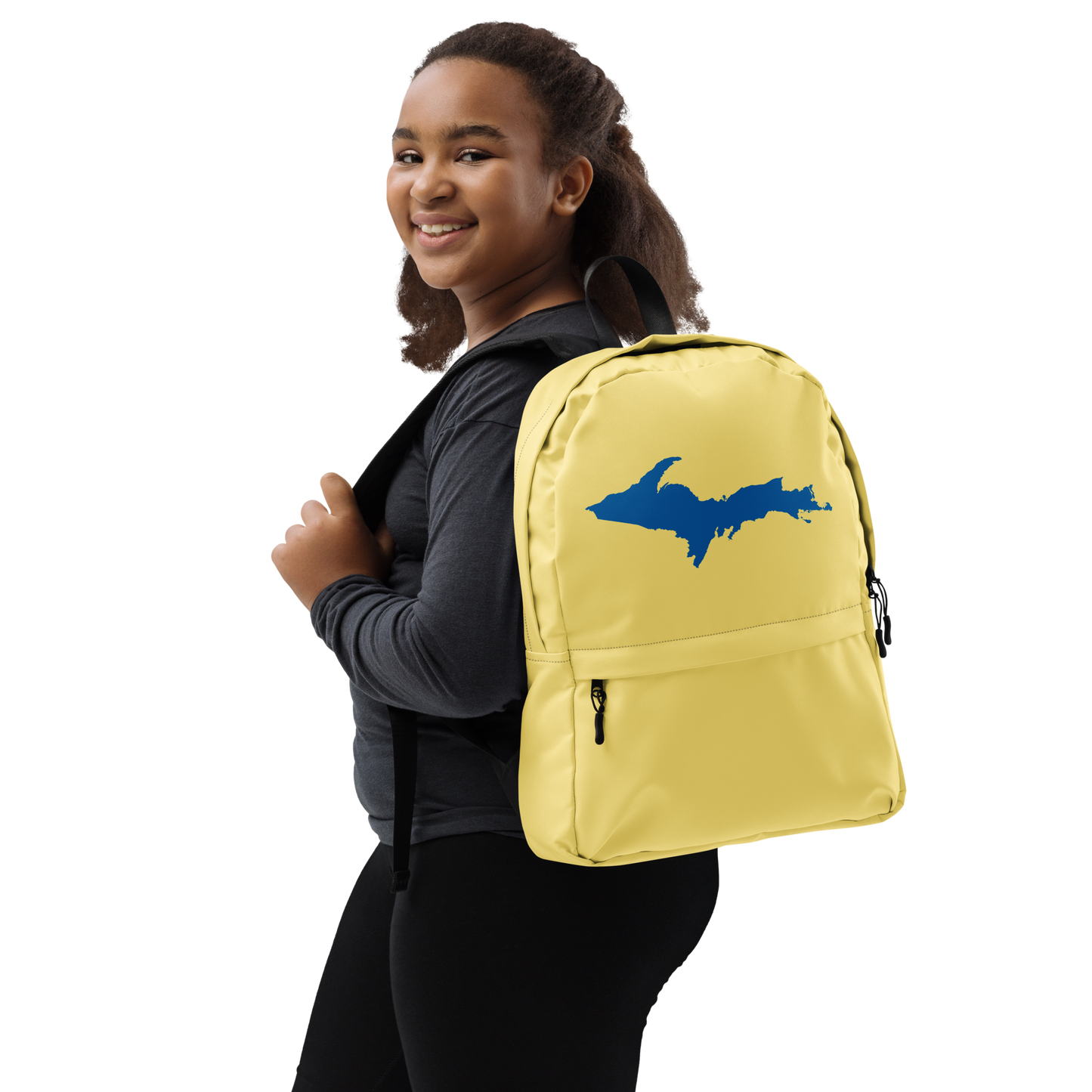 Michigan Upper Peninsula Standard Backpack (w/ Azure UP Outline) | Cherry Yellow