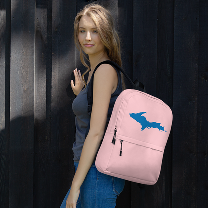 Michigan Upper Peninsula Standard Backpack (w/ Azure UP Outline) | Pink