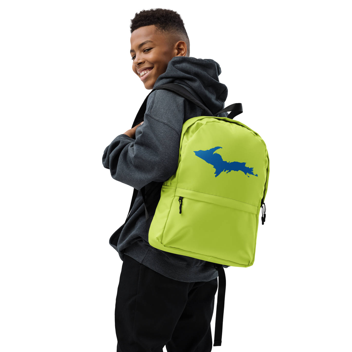 Michigan Upper Peninsula Standard Backpack (w/ Azure UP Outline) | Gooseberry Green