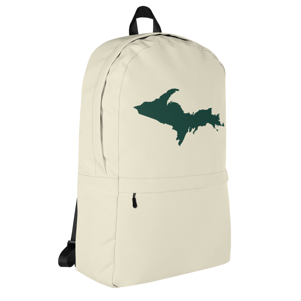Michigan Upper Peninsula Standard Backpack (w/ Green UP Outline) | Ivory