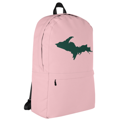 Michigan Upper Peninsula Standard Backpack (w/ Green UP Outline) | Pink