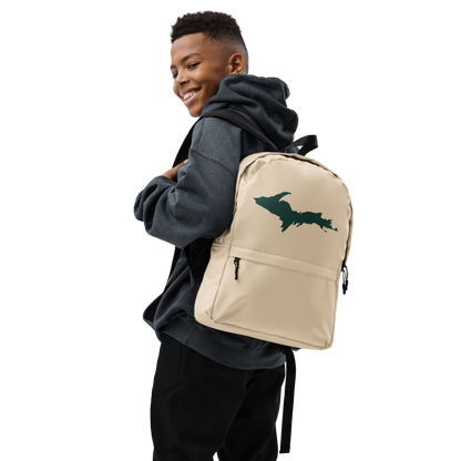 Michigan Upper Peninsula Standard Backpack (w/ Green UP Outline) | Canvas Color