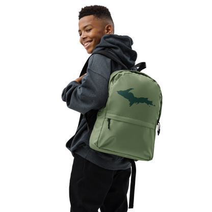 Michigan Upper Peninsula Standard Backpack (w/ Green UP Outline) | Camo Green