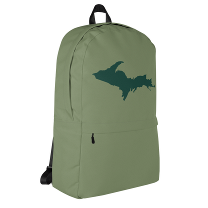 Michigan Upper Peninsula Standard Backpack (w/ Green UP Outline) | Camo Green