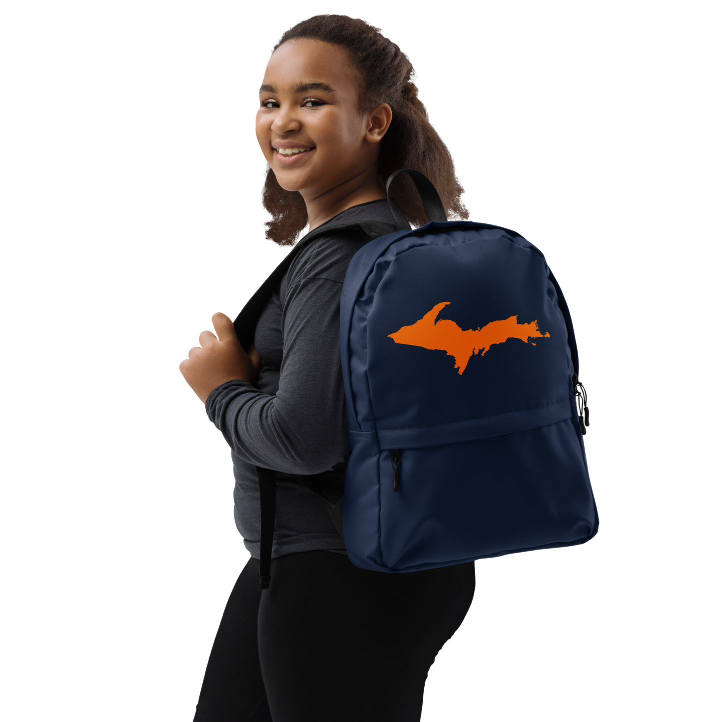 Michigan Upper Peninsula Standard Backpack (w/ Orange UP Outline) | Navy