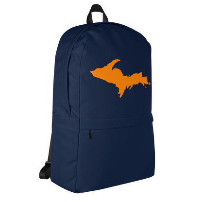 Michigan Upper Peninsula Standard Backpack (w/ Orange UP Outline) | Navy