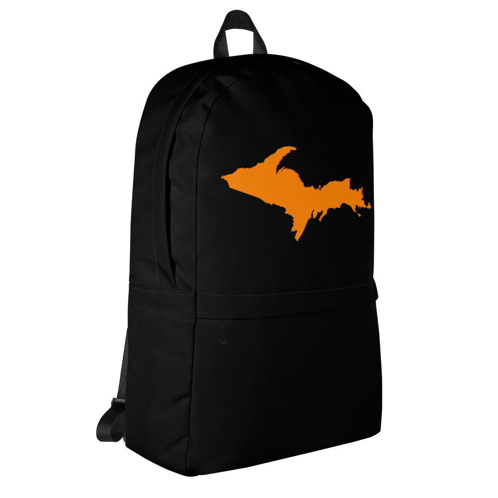 Michigan Upper Peninsula Standard Backpack (w/ Orange UP Outline) | Black