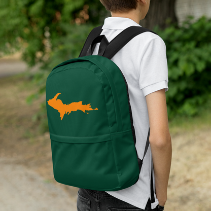 Michigan Upper Peninsula Standard Backpack (w/ Orange UP Outline) | Green