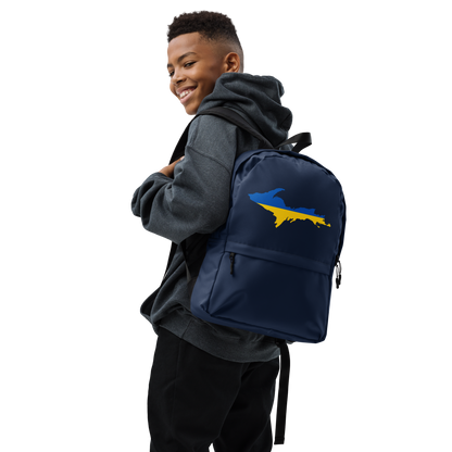 Michigan Upper Peninsula Standard Backpack (w/ UP Ukraine Flag Outline) | Navy