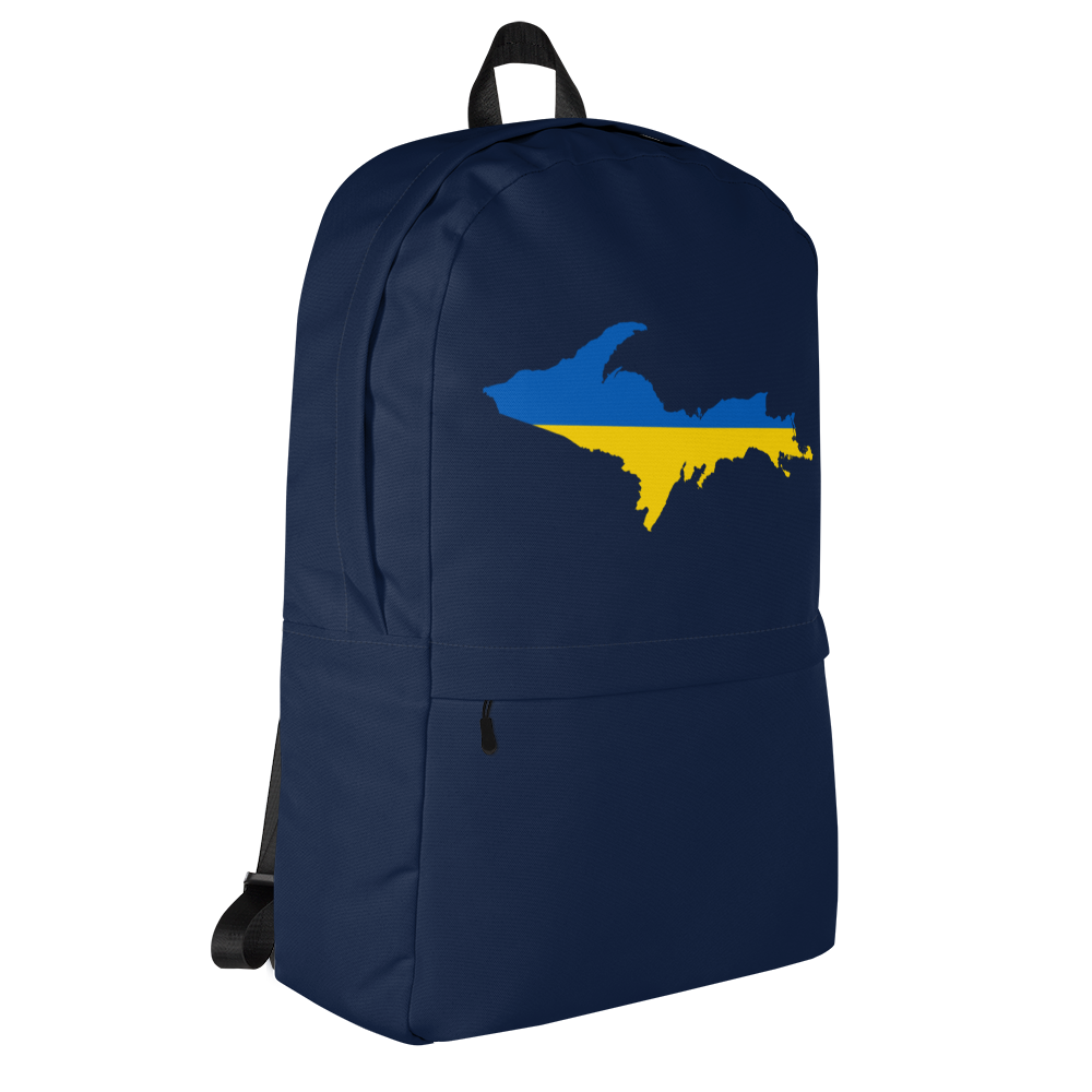 Michigan Upper Peninsula Standard Backpack (w/ UP Ukraine Flag Outline) | Navy