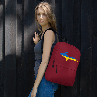 Michigan Upper Peninsula Standard Backpack (w/ UP Ukraine Flag Outline) | Burgundy