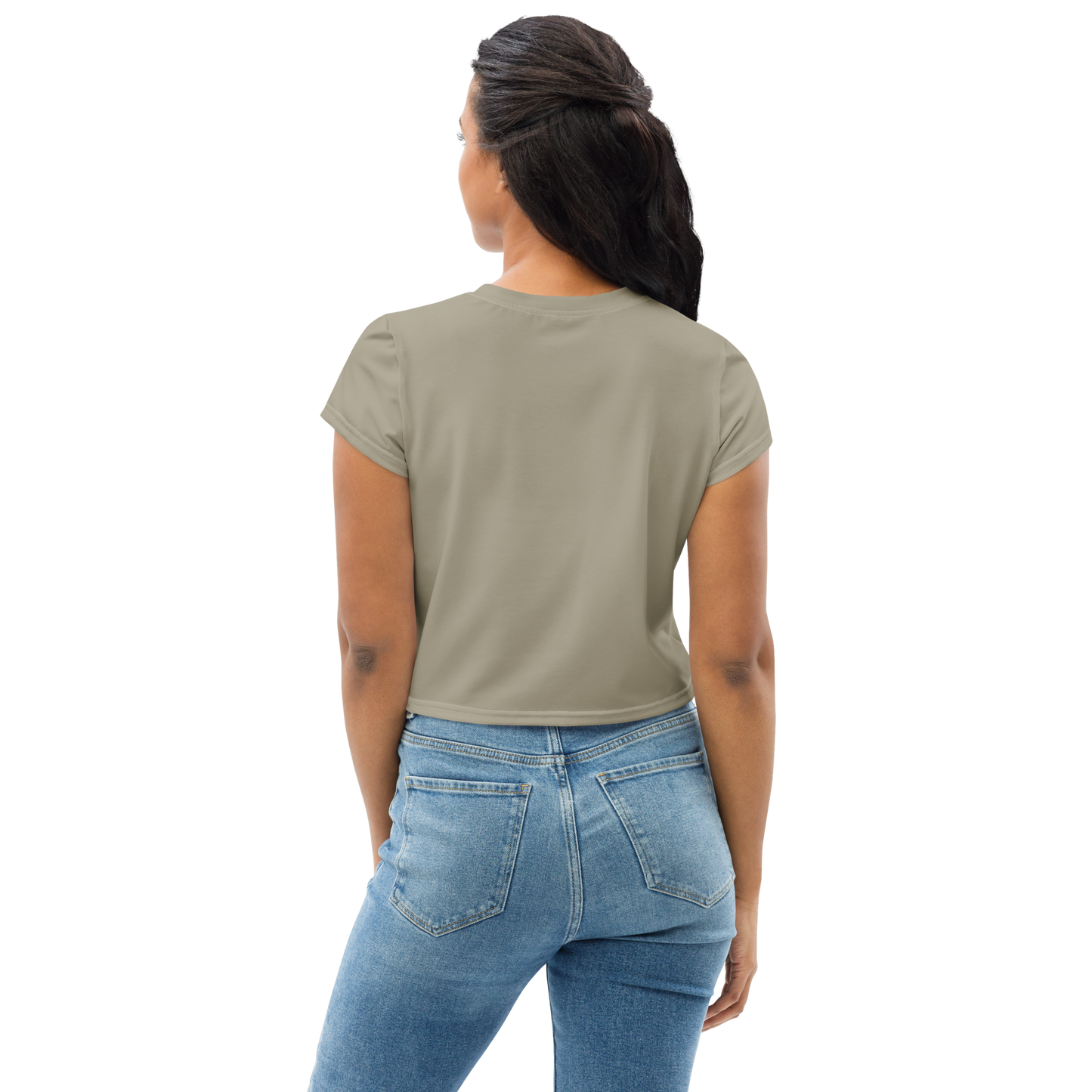 Michigan Upper Peninsula Crop Top (w/ UP Outline) | Sporty - Petoskey Stone Beige