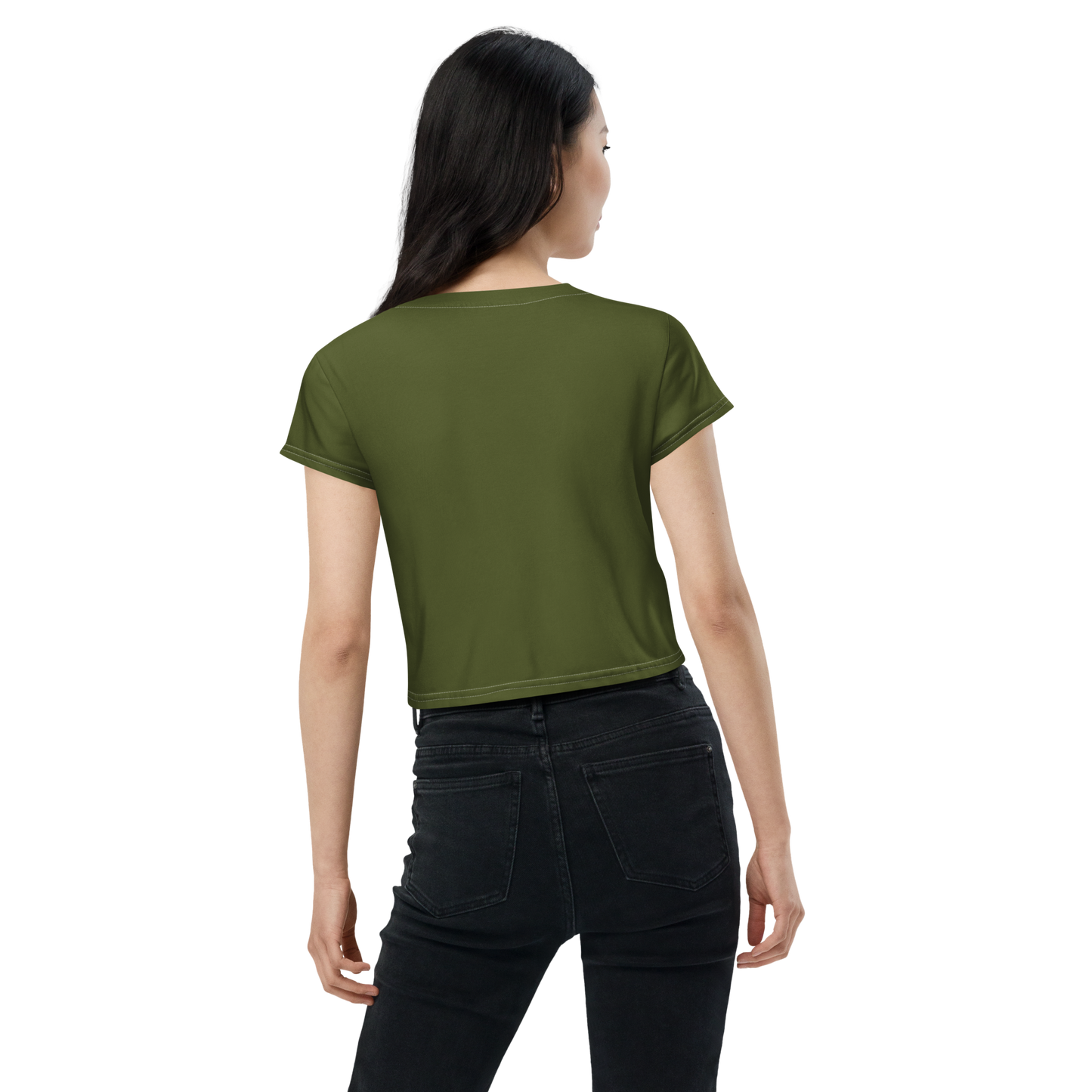 Michigan Upper Peninsula Crop Top (w/ UP Outline) | Sporty - Army Green