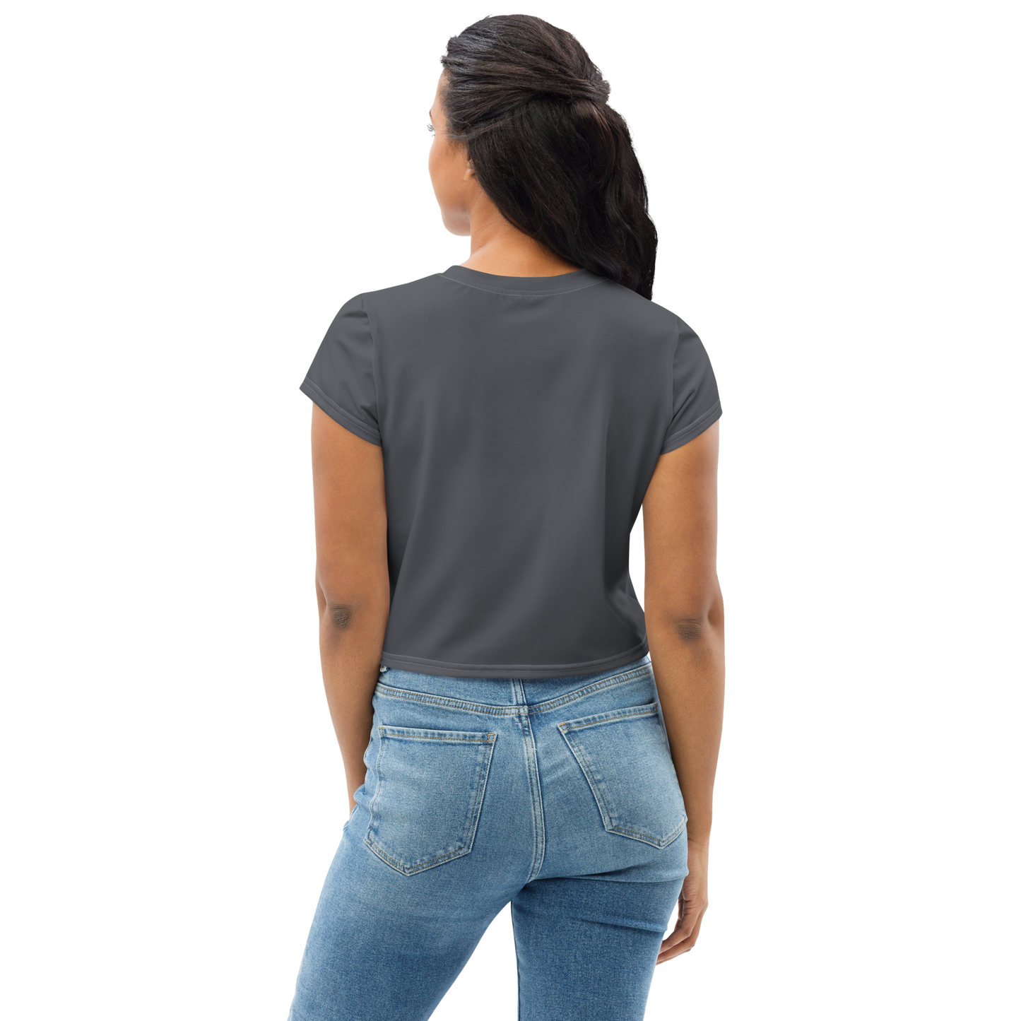 Michigan Upper Peninsula Crop Top (w/ UP Outline) | Sporty - Iron Ore Grey