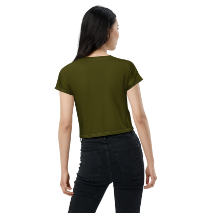 Michigan Upper Peninsula Crop Top (w/ UP Outline) | Sporty - Military Green