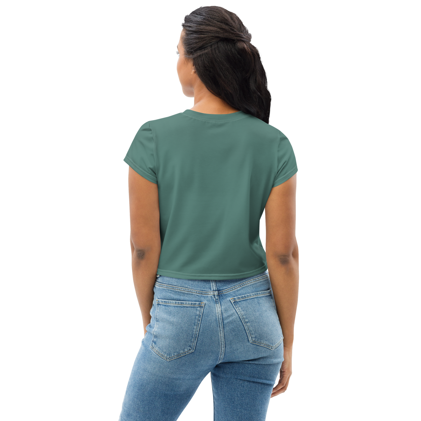 Michigan Upper Peninsula Crop Top (w/ UP USA Flag) | Sporty - Copper Green