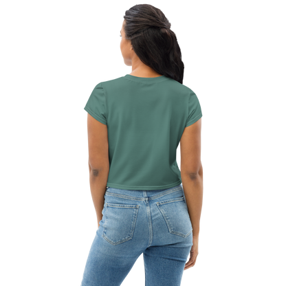 Michigan Upper Peninsula Crop Top (w/ UP USA Flag) | Sporty - Copper Green