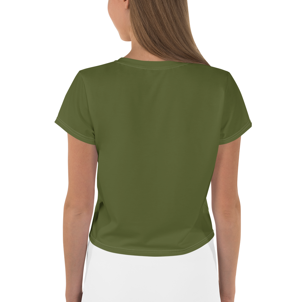 Michigan Upper Peninsula Crop Top (w/ UP USA Flag) | Sporty - Army Green