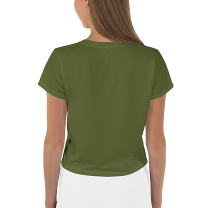 Michigan Upper Peninsula Crop Top (w/ UP USA Flag) | Sporty - Army Green