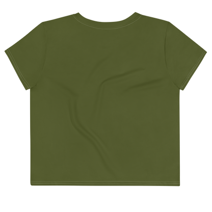 Michigan Upper Peninsula Crop Top (w/ UP USA Flag) | Sporty - Army Green