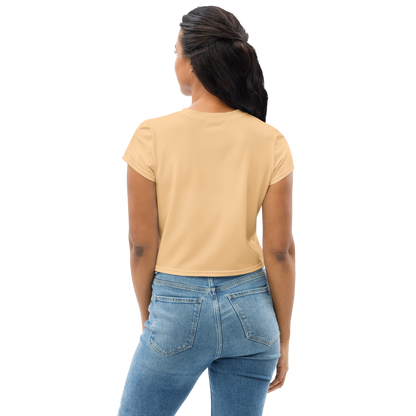 Michigan Upper Peninsula Crop Top (w/ UP USA Flag) | Sporty - Pale Apricot