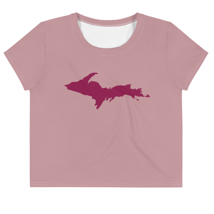 Michigan Upper Peninsula Crop Top (Ruby Outline) | Sporty - Cherry Blossom Pink