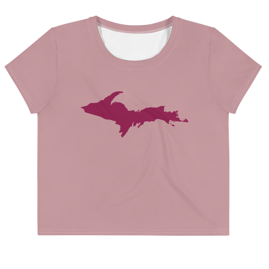 Michigan Upper Peninsula Crop Top (Ruby Outline) | Sporty - Cherry Blossom Pink