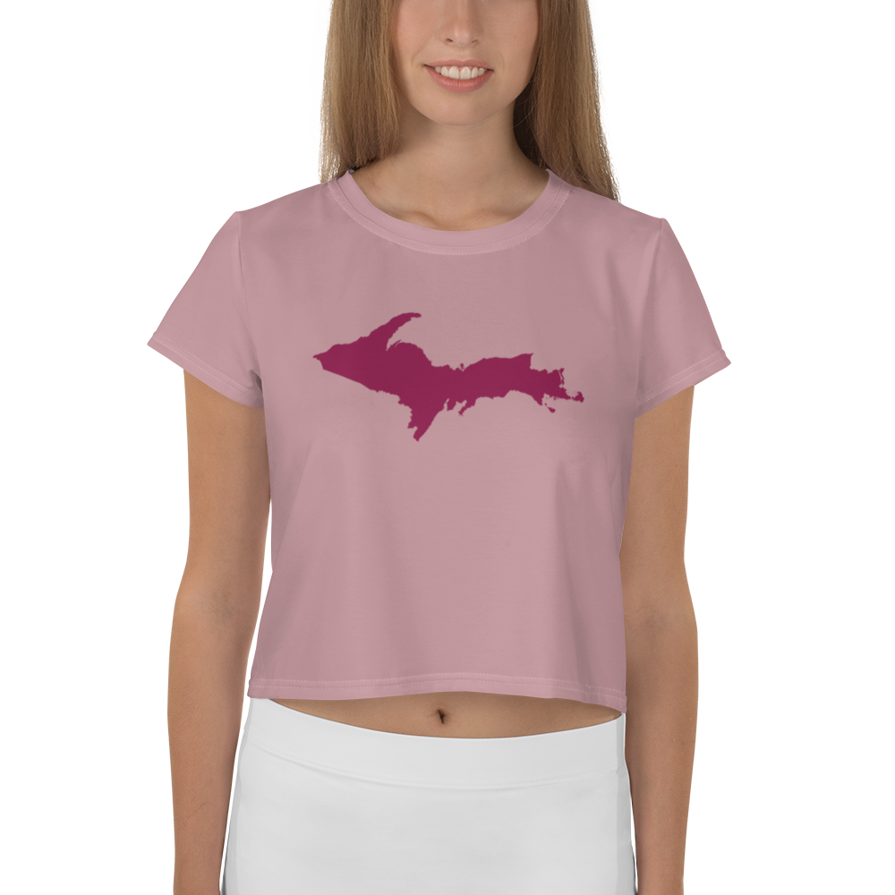 Michigan Upper Peninsula Crop Top (Ruby Outline) | Sporty - Cherry Blossom Pink