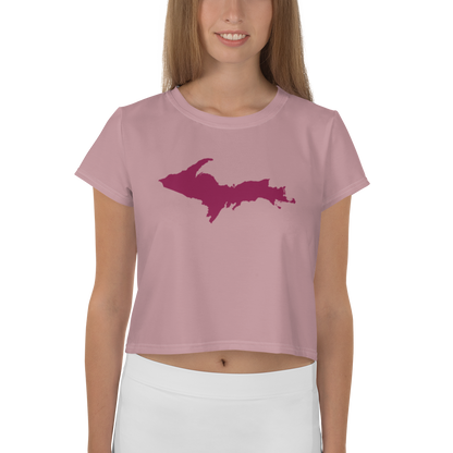 Michigan Upper Peninsula Crop Top (Ruby Outline) | Sporty - Cherry Blossom Pink