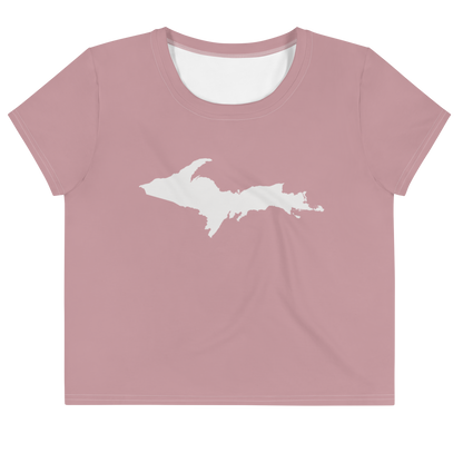 Michigan Upper Peninsula Crop Top (w/ UP Outline) | Sporty - Cherry Blossom Pink