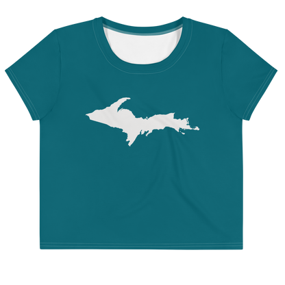 Michigan Upper Peninsula Crop Top (w/ UP Outline) | Sporty - Auburn Hills Teal