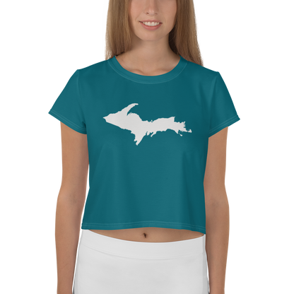 Michigan Upper Peninsula Crop Top (w/ UP Outline) | Sporty - Auburn Hills Teal