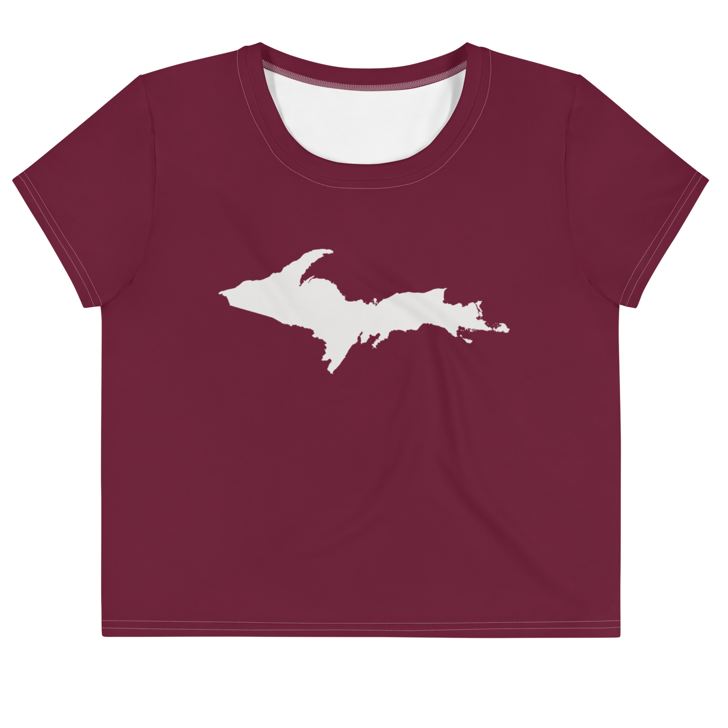 Michigan Upper Peninsula Crop Top (w/ UP Outline) | Sporty - Old Mission Burgundy