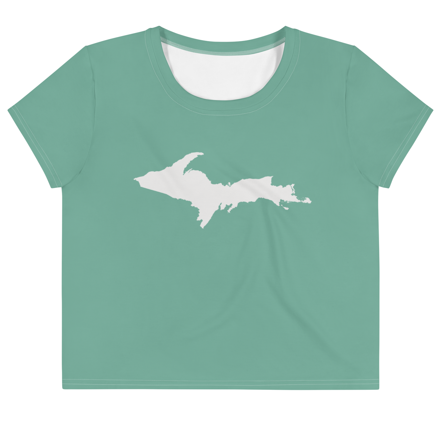 Michigan Upper Peninsula Crop Top (w/ UP Outline) | Sporty - Metallic Mint Green